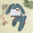 thumbnail image 2 of UAYOTSE Toddler Baby Boy Fall Winter Clothes Color Block Long Sleeve Sweatshirt Pullover Tops + Joggers Pants Outfit Set,Sizes 2-3 Years, 2 of 6