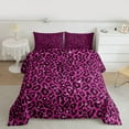 thumbnail image 3 of Feelyou Cheetah Leopard Print Bedding Comforter Set, Fuchsia Bling Art Twin Comforter Sets, Chic Polka Dot Abstract Reversible Bedding Set, Luxury Bedroom Decor, 2pcs, 3 of 9