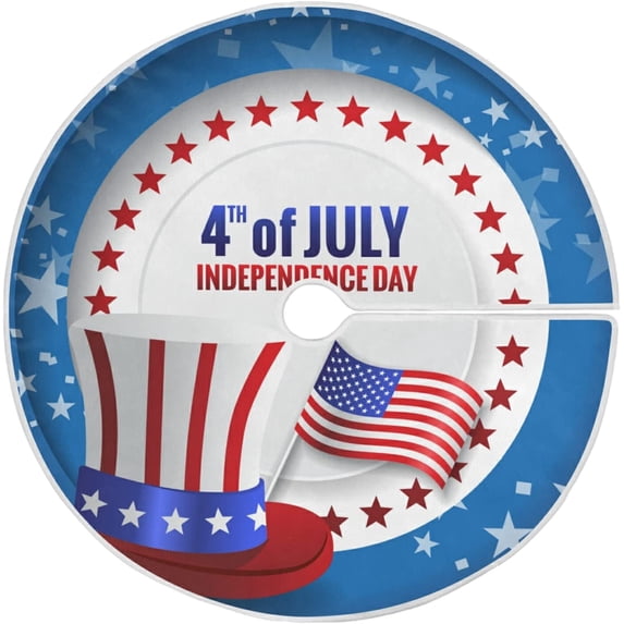 FMSHPON American Flag Tree Skirt Independence Day Xmas Christmas Tree Skirt Stand Mat for Holiday Party Decoration Indoor Outdoor 48 inches