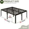 thumbnail image 3 of 24 Inch High Queen Bed Frame Rounded Corner No Box Spring Needed, Heavy Duty Metal Queen Size Platform Bed Frame, Easy Assembly, Noise Free, Black, 3 of 9