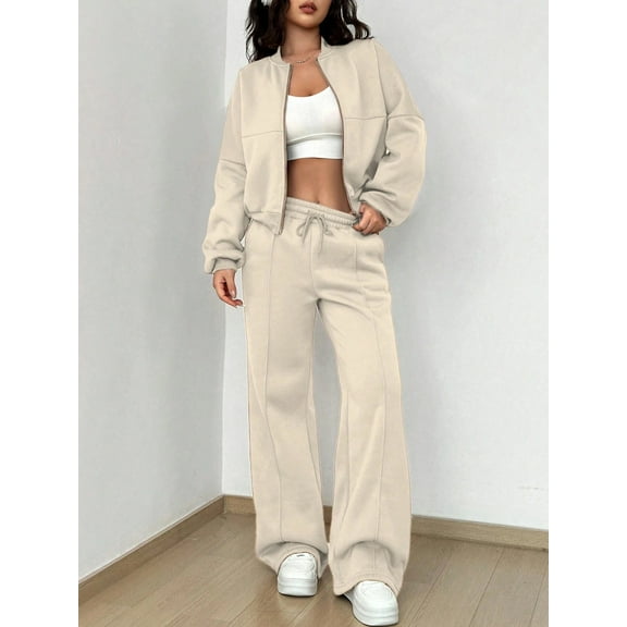 Womens 2 Piece Zip Up Pullover Sweatshirt Jogger Set Tracksuit Sweatsuit Outfits Long Sleeve Lounge Jogging Suits