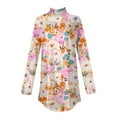 thumbnail image 4 of TQWQT Fall Tunic tops for Women Floral Print Tunic Top Long Sleeve Loose Fit Floral Printed Shirt Fall Mockneck T-Shirt Curved Hem Graphic Tee Multicolor 2XL, 4 of 5