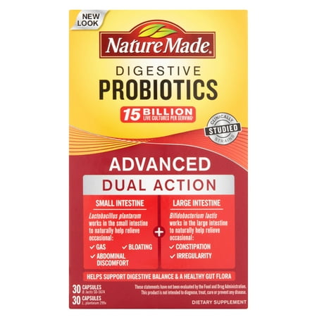 Nature Made Digestive Probiotics Advanced Dual Support Dietary Supplement, 60 ct