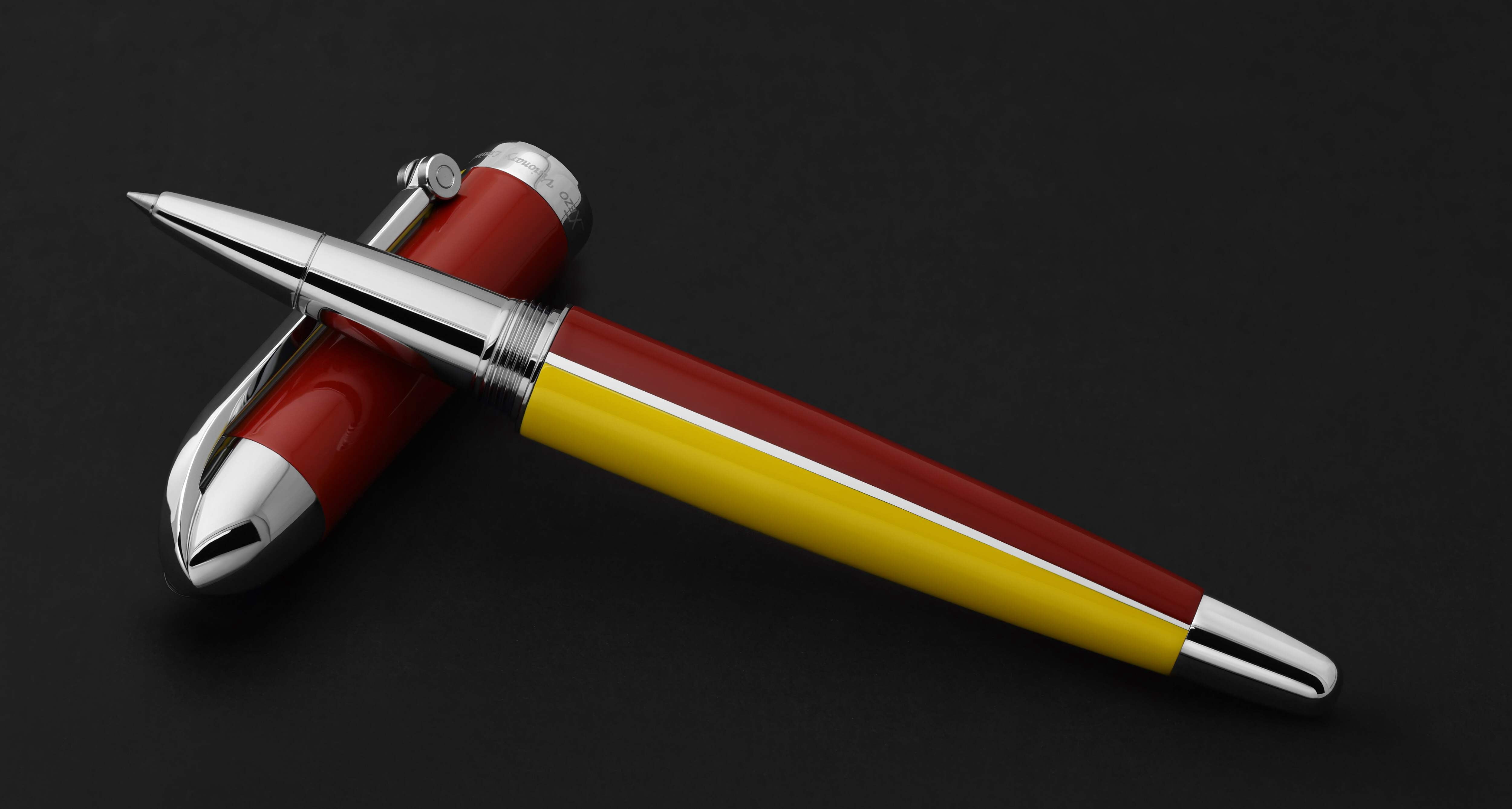 Xezo Xezo Visionary® Brass  Aluminum Enameled Rollerball Pen - Aspen Gold / Red
