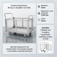 thumbnail image 5 of Wire Mesh Cage Cart, Silver 2200lbs, Heavy Duty Foldable Dolly, Rolling Storage Cart with Swivel Wheels for Warehouse, Retail, 5 of 10
