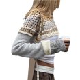 thumbnail image 4 of Licupiee Women Y2K Crochet Knit Sweater Crop Tops Long Sleeve Round Neck Hollow-Out Sweater Tops Streetwear, 4 of 6