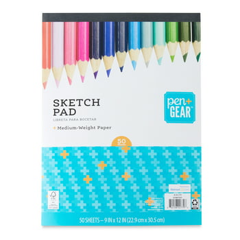 Pen + Gear Medium Weight Paper Sketch Pad, 50 Sheets, 9" x 12"