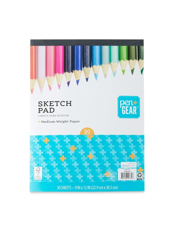 Pen + Gear Medium Weight Paper Sketch Pad, 50 Sheets, 9" x 12"