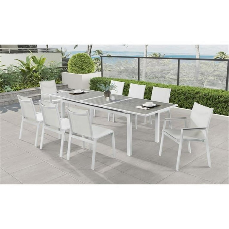 Meridian Furniture Nizuc Outdoor Patio Extendable Dining Table - White Meridian Furniture Nizuc Outdoor Patio Extendable Dining Table - White
