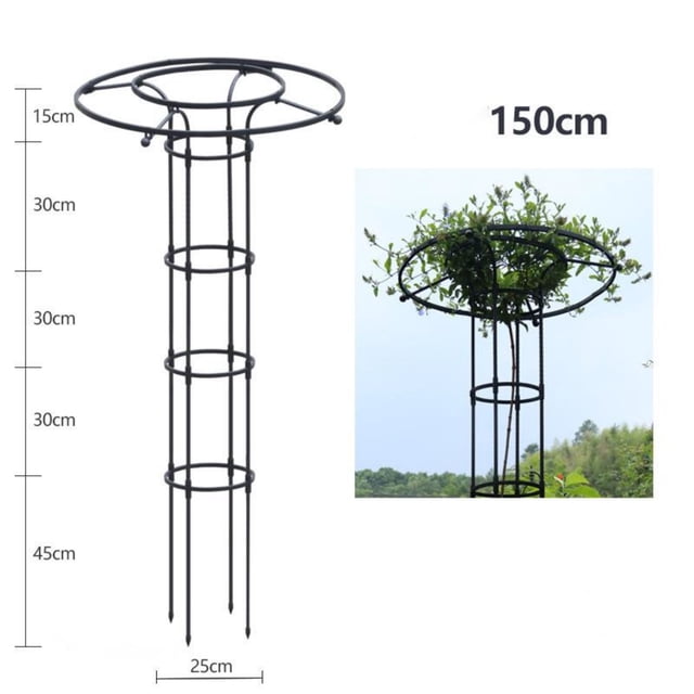 Garden Circular Trellis, Black Steel Frame Umbrella Trellis Tower, Vertical Steel Garden Climbing Tower, Garden Climbing Plant Support Structure for Live Plants Support