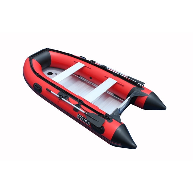 Boatify 9.8ft Inflatable Boat Raft Fishing Dinghy Pontoon Boat Kayak with Aluminum RED