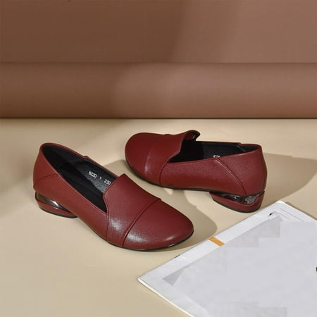 HOSHOSE Womens Flat Shoes Soft Heels Design Round Toe Slip-Ons for Dresses Formal Occasions Non-Slip Low Heel