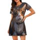 thumbnail image 1 of Disketp Wide Eyed Cartoon Cats para Camisón Corto de Manga Corta para Mujeres, Camisón Cómodo con Escote Redondo, Bonito y Confortable, 1 of 6