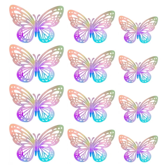 12 Pieces 3D Butterfly Wall Decoration Stickers - 3 Sizes, Multicolor Removable Decor for Room, Cake, Birthday, Party, Bedroom, Wedding (Mixed Colors)