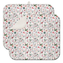 White Christmas Deer and Gift Pattern Dish Drying Mat for Kitchen 1 Pack, Ultra Absorbent Microfiber Dishes Drainer Mats,16x18in(41x46cm)