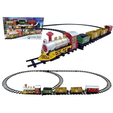 - 16-Piece Battery Operated Lighted & Animated Christmas Express Train Set with Sound