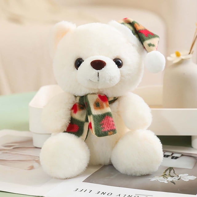 Artículos de decoración navideña en liquidación Regalo de Navidad Bufanda Lindo oso de peluche Gorro navideño Muñeco de oso Muñeco de tela