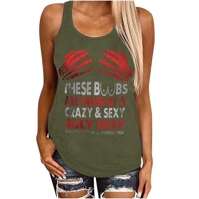 Camiseta sin mangas de Halloween para mujer, camiseta sin mangas con estampado gráfico divertido de playa de verano para adultos, blusa Fridja gh579