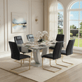 thumbnail image 2 of StnTalk Modern Dining Table Set for 6, 63'' Grey Faux Marble MDF Dining Table with 6 PU Leather Upholstered Chairs, Rectangle Dining Room Table Set, Easy Assembly, 2 of 10