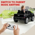 thumbnail image 6 of Qaba 12V Chevrolet Silverado EV RST Licensed Kids Electric Car with Parent Remote Control, Spring Suspension, Soft Start, Auxiliary Wheels, Black, 6 of 9