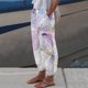 thumbnail image 1 of WILLBEST Pantalones Casuales elegantes para Mujer: Pantalones Holgados con Cintura Elástica, Estampado Floral y Bolsillos Prácticos para Uso Diario. Extra Grande, 1 of 3
