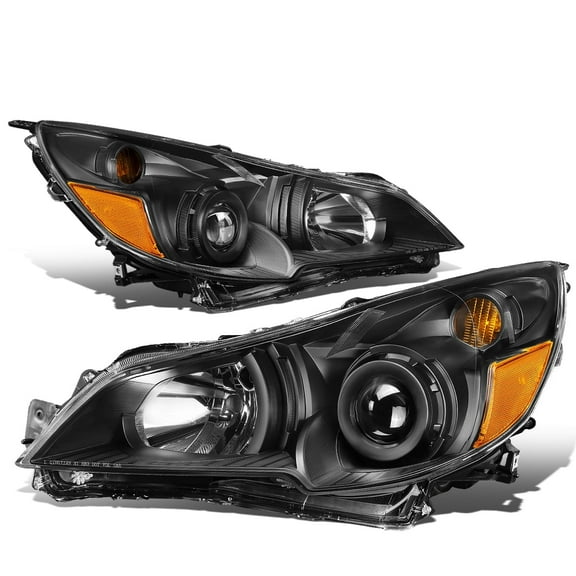 DNA Motoring For 10-14 Subaru Outback Legacy JDM Black Amber Corner Projector Headlight Lamps Pair