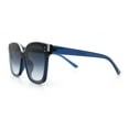 thumbnail image 6 of Womens Boyfriend Metal Brow Trim Inset Lens Horn Rim Plastic Fashion Sunglasses Blue Silver - Blue, 6 of 8