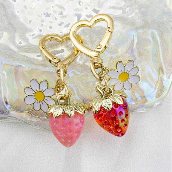 Monebena Strawberry Gifts Keychain Cute Strawberry Stuff Strawberry Themed Charm Gifts for Women Girls Strawberry Lover Gifts Ideas 2 Pcs Keychain