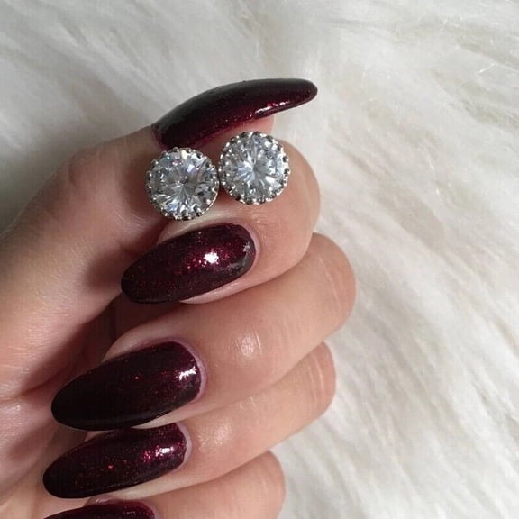 2.25Ct Lab Created Diamond Round Solitaire Stud Earrings 14K White Gold Plated Silver