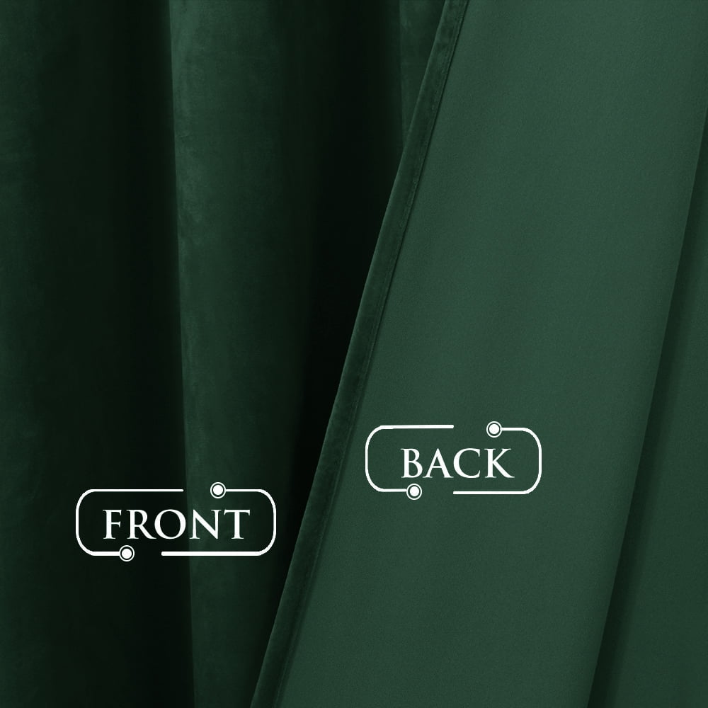 StangH Dark Green Velvet Curtains 108 - Extra Long Grommet Blackout Sliding Door Curtain Panels Privacy Assured Room Divider Curtains for Temporary Office / Shared Space, W52 x L108, 2 Panels