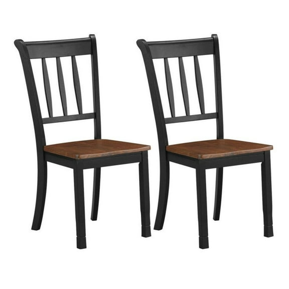 Whitesburg Dining Chairs Set of 2, Solid Wood Kitchen Chairs, Black/White Finish, 38.5'' Height, 220lbs Capacity, Spindle Back, Ergonomic Seat