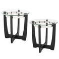 thumbnail image 1 of Patiojoy Ensemble de 2 Tables d'Appoint en Verre 24 Pouces Table d'Appoint Ronde avec Dessus en Verre Trempé Transparent et Noir, 1 of 9