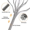 thumbnail image 2 of Yescom 500FT 1/8" Stainless Steel Cable T316 Wire Rope 7x7 Aircraft Strand for Decking Cable Railing System String Light Hanging, 2 of 9