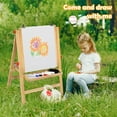 thumbnail image 4 of Gymax Chevalet Artistique pour Enfants avec Tableau Blanc et Rouleau de Papier Tableau Noir Double Face, 4 of 10