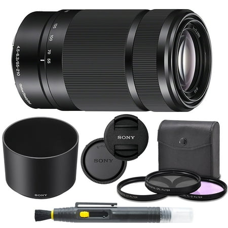 Sony E-Mount 55-210mm (Black) F 4.5-6.3 Lens for Sony E-Mount Cameras Bundle. Includes: Filter Kit Cleaning Pen Front and Rear Lens Caps and Original Sony Lens Hood - International Version