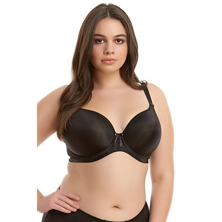 Elomi Womens Bijou Underwire Banded Molded Bra Black 38GG