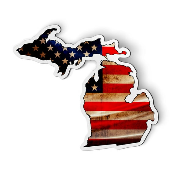 Michigan State Shape American Flag - 5.5" Magnet for Car Locker Refrigerator