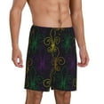 thumbnail image 2 of Naloa Mardi Gras Carnival Men's Short Pajama Pants, Lounge Comfort Shorts with Elasticized Waistband and Side Pockets - Medium, 2 of 9