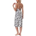 thumbnail image 3 of Chemise de mujer de satén leopardo sexy con tirantes de espagueti, espalda cruzada y vestido deslizante de seda L negro leopardo, 3 of 6