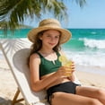 thumbnail image 2 of Girls Swimsuit 2 Piece Cutout Girls' Swimwear Top High Waisted Bottom Bathing Suits for Teens/Dark Green/8Y, 2 of 4