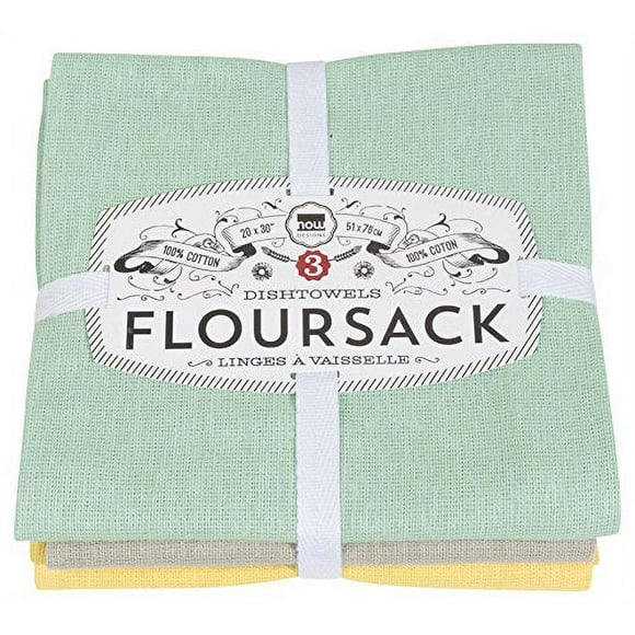 Now Designs Flour Sack Dishtowels, Zest, Set of 3