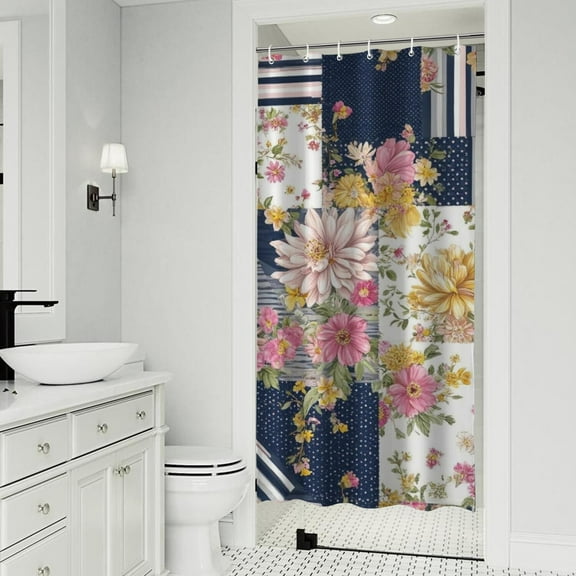 Pioneer Flower Floral Print Pattern Shower Curtain 36"x72" ,Bathroom Decorative Shower Curtains Set with 12 Hooks,Modern Waterproof Washable Shower Curtain