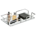 thumbnail image 3 of Home Details Modern Rectangular 7" x 14" Vanity Mirror Tray Makeup Organizer, Chrome, 3 of 4