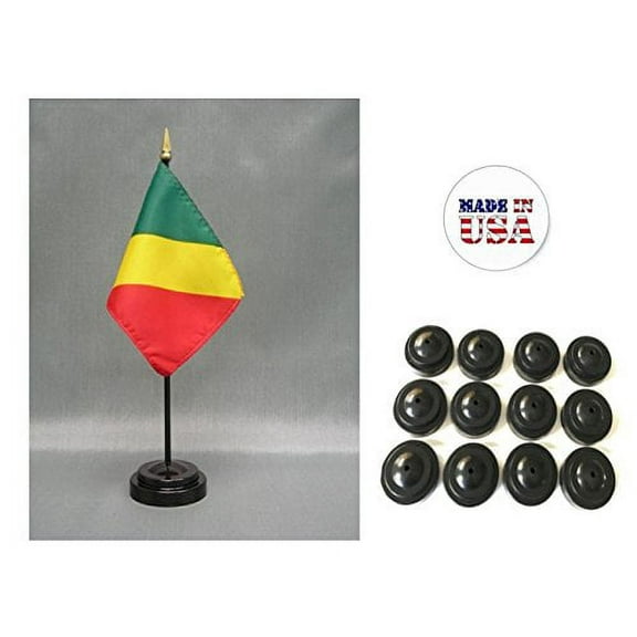 Box of 12 Republic of the Congo 4"x6" Miniature Desk & Table Flags Includes 12 Flag Stands & 12 Congolese Small Mini Stick Flags
