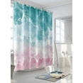 thumbnail image 3 of Turquoise Pink Ombre Shower Curtain, Abstract Coastal Ocean Waves Gradient Waterproof Shower Curtain Set with 12 Hooks Lightweight Washable Fabric Shower Curtains for Bathroom 60x72 Inches, 3 of 6