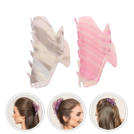 FUTUREORYY 2Pcs Large Jaw Hair Clips Matte Texture and Iridescent Fishbone Claw Clips for Stylish Ponytails