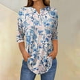 thumbnail image 2 of Yuanlook Women's Tops,3/4 Length Sleeve Business Casual Blouses Summer Tees Shirts Fashion - Light Blue - S, 2 of 5