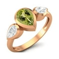 thumbnail image 2 of 1.25 Cts Bezel set Pear Peridot 925 Sterling Silver Rose Vermeil Three Stone Women Mother's Day Gift Ring, 2 of 4