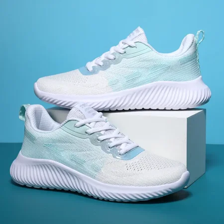 

Women‘s Flying Woven Shoes Breathable Sports Shoes Colorblock Lace-up Running Shoes