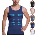 thumbnail image 2 of Men Sleeveless Compression Body Shaper Tank Top Tummy Contour Undershirt with Back Support,Navy,3XL, 2 of 4